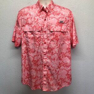Ocean & Coast Advantage Shirt Mens M Pink All Around Fish Print Fishing Boating